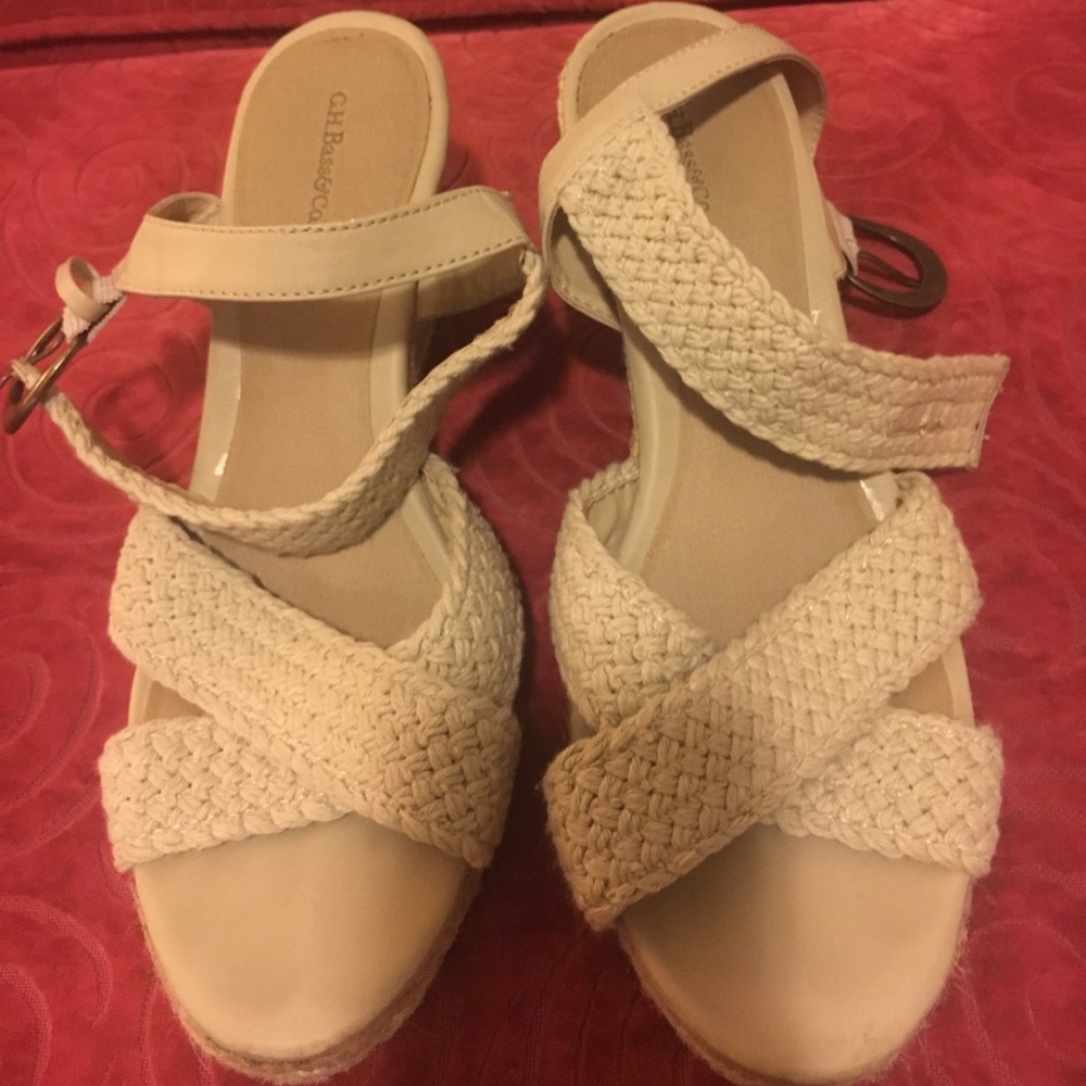 Tan strappy wedges